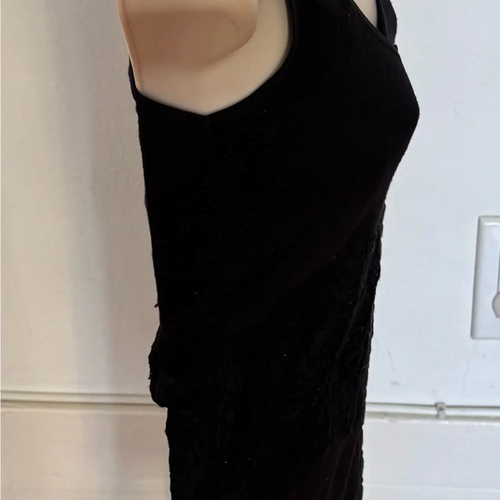 Free People Black lace mixed media hook and eye front Tank Top, size S Petite